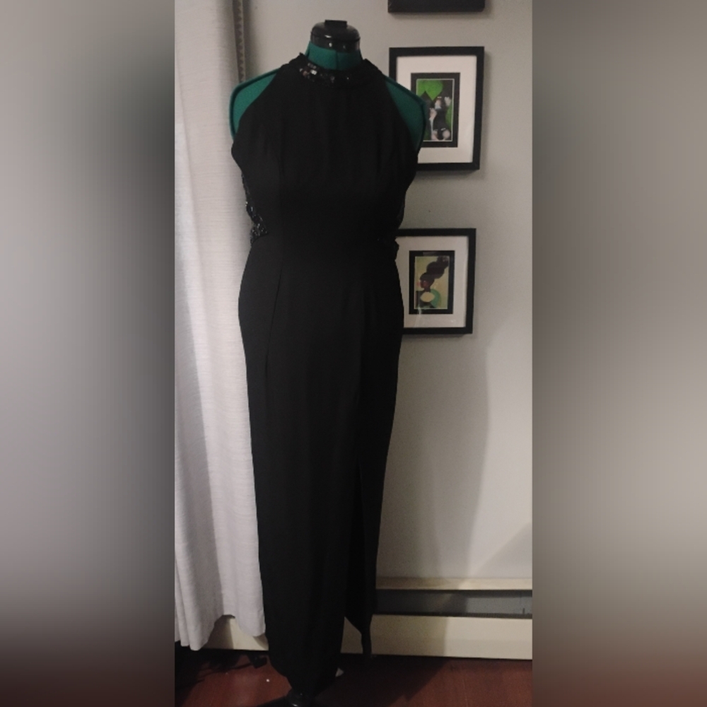 Dave & Johnny Sequin Accent Open Back Black Formal Dress Sz 7 8 - Picture 14 of 14